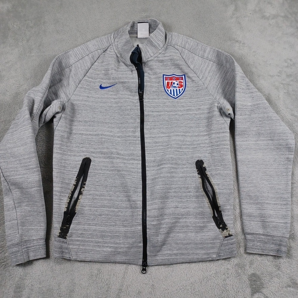 United States Soccer Jacket Mens Small Gray Full Zip Nike Pockets